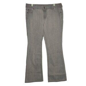 Chicos Flare Bootcut Gray Rhinestone Embellished High Waist Jeans Womens 12/L